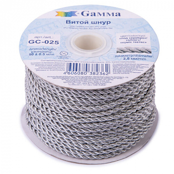 Декоративный шнур Gamma GC-025 под серебро